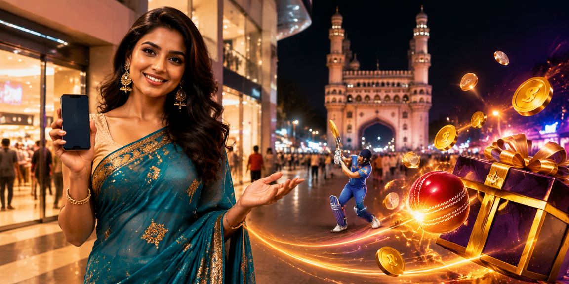 Young woman placing bets at lottery and cricket markets near Hyderabad Charminar